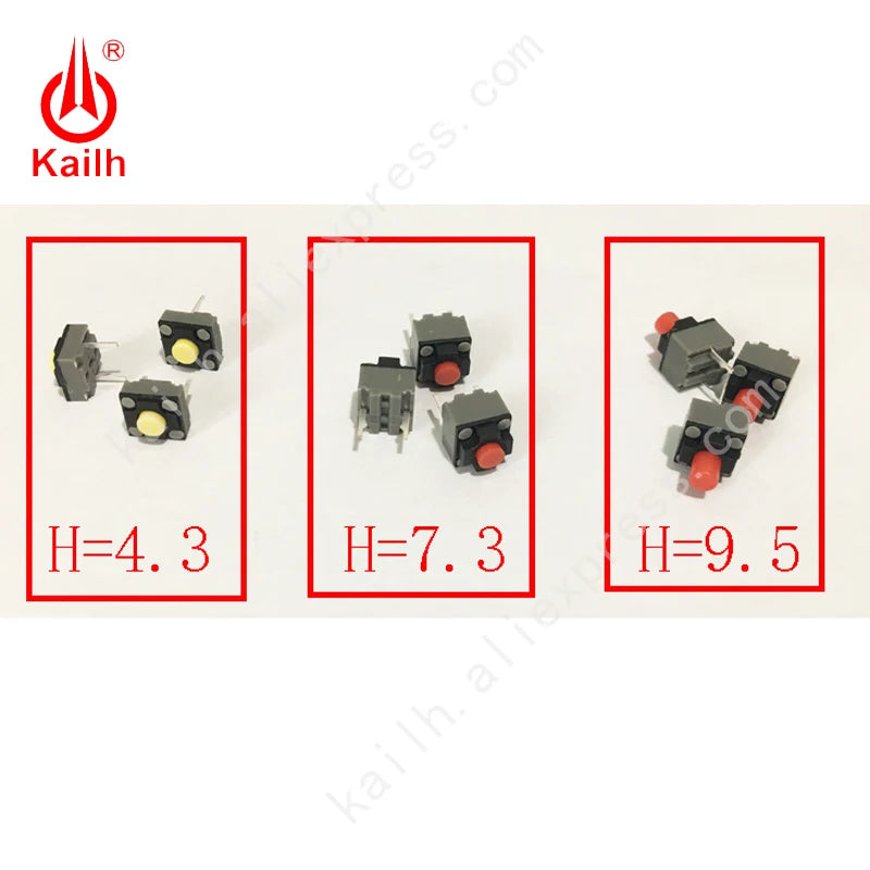 Kailh Micro Switch 6*6*4.3/7.3/9.5mm Square Silent Switch Wireless Mouse Wired Mouse DIP Microswitch Tact Switch CMI627301D60 Qme 4.3H