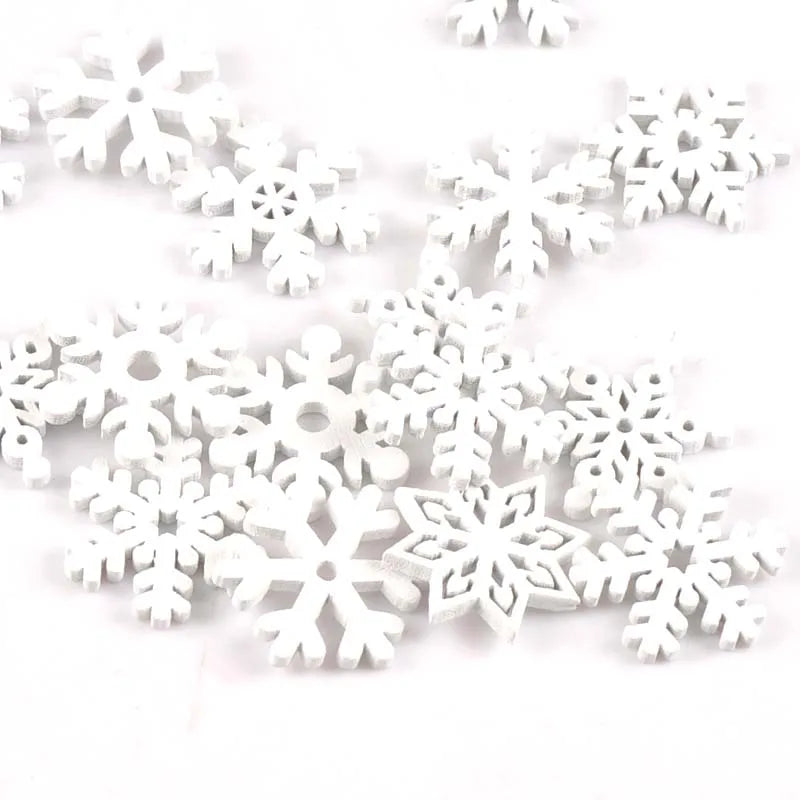 50pcs 22mm White snowflake Wood Slices Decoration DIY Crafts For Scrapbooking Home Decoration Wooden Ornaments m2160 Qme