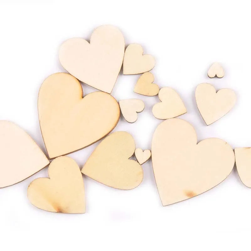 10-80mm Mixed Heart Shape Natural Wood Slices DIY Wedding Crafts Embellishment Handmade Accessories Wooden Home Decor M1981 Qme