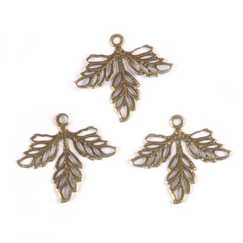 50Pcs Retro Metal Crafts Filigree Wraps Leaves Connectors Embellishments For Scrapbooking Diy Handicraft Home Decor YK0739 Qme Bronze