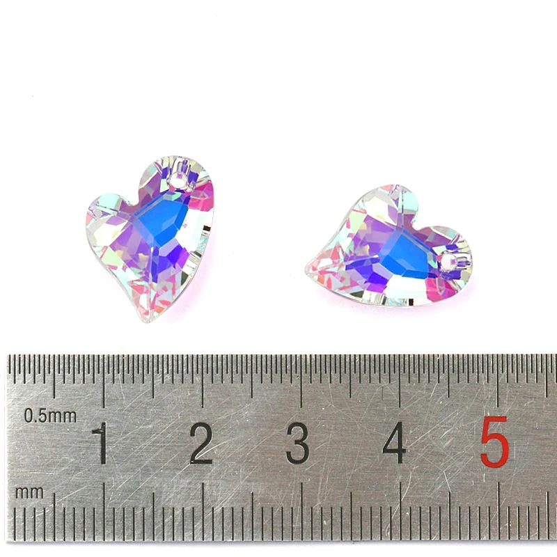 17mm 12pcs/pack crystal charms Devoted 2 U Heart Pendant 6261 glass heart shape beads rhinestone gem for Necklaces Earrings DIY Qme