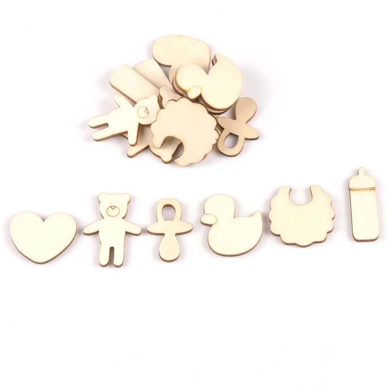 Mixed Bear/pacifier/duck/bib Unfinished Wooden Ornament For Kid Paint Scrapbooking DIY Carfts Wood Home Decor Arts 20pcs m2152 Qme