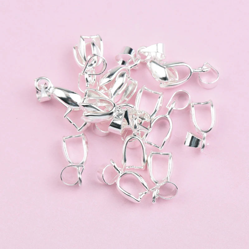 30pcs 4x15mm Copper Seeds Buckle Pendants Clasps Hooks Clips Bails Copper Connectors For DIY Handmade Jewelry Making 4 Colors Qme