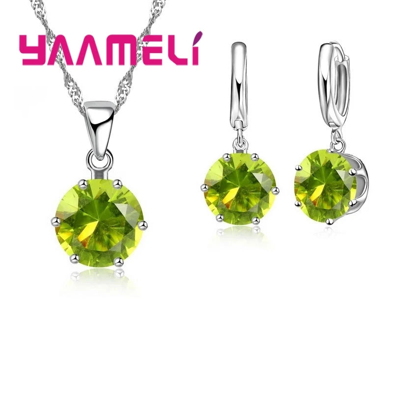 Jewelry Gift Set Cubic Zircon 925 Sterling Silver Color Pendant Necklace Necklace Crystal Women Wedding Engagement Accessory Qme Color 17