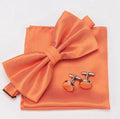 Mens Tie Bowtie Cravat Cufflinks Fashion Butterfly Party Wedding Bow Qme Orange