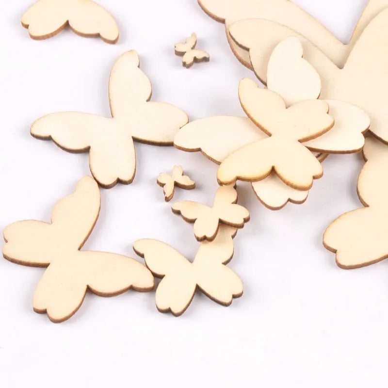 Mixed Butterfly Wood Slices DIY Crafts Handmade Accessories Unfinished Wooden Charms Pendant Home Decor Arts 10-80mm M1963 Qme