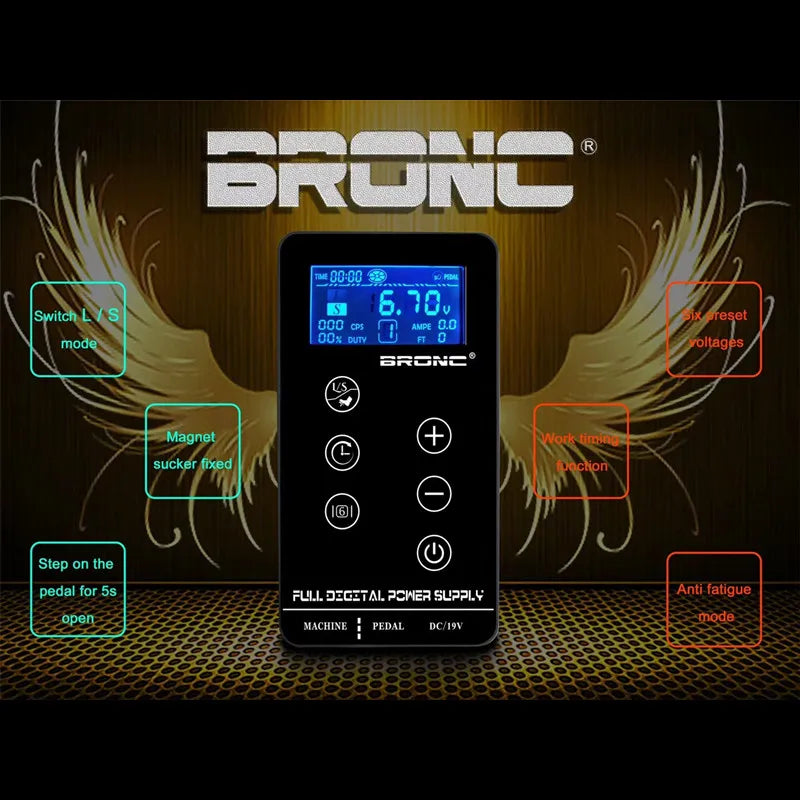HUMMINGBIRD BRONC UPGRADE Tattoo Power Supply Touch Screen Intelligent Digital LCD Makeup Dual Set Qme