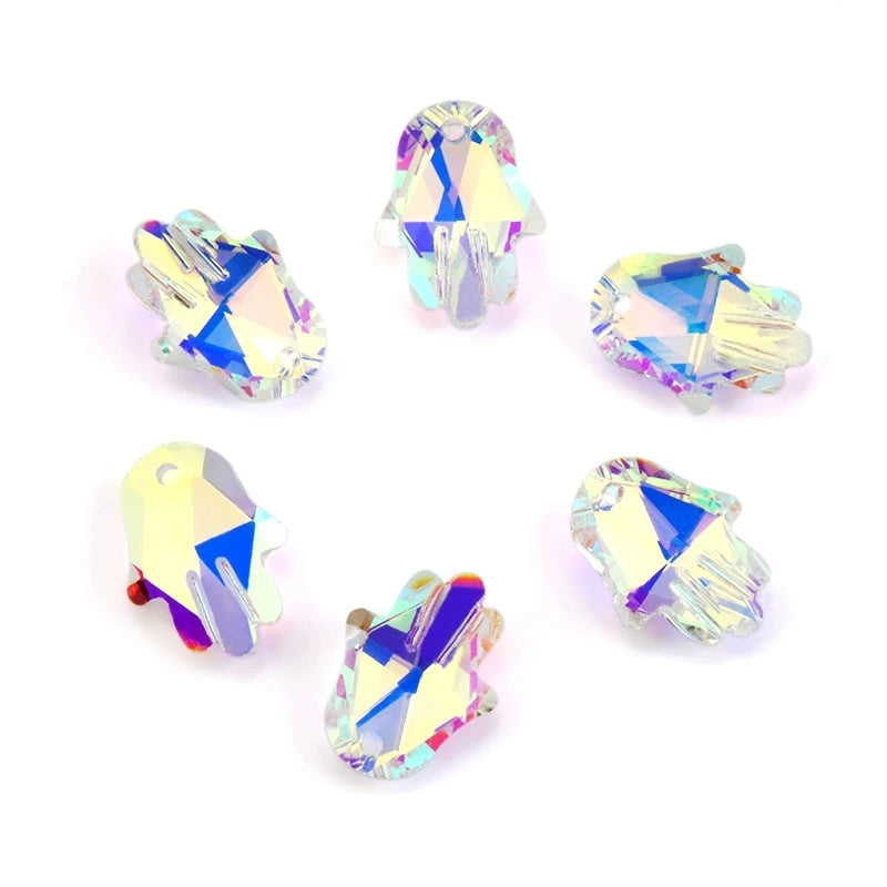 2023 NEW 14x18mm Crystal Charms Hand Shape Glass Beads Crystal Palm Pendant Gems Rhinestones for Jewelry Making Earrings DIY Qme