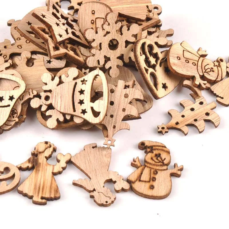 25pcs Christmas Tree Ornament Wooden Hanging Pendants Christmas tree snow angel Star Christmas Decorations for Home m1696x Qme