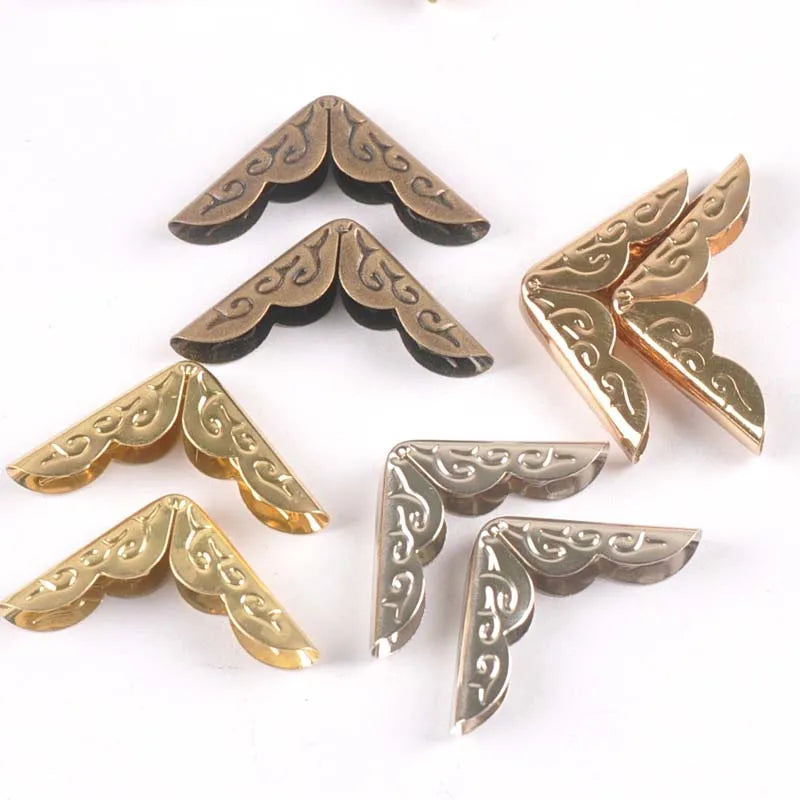 50Pcs 15x15x3mm Mixed Flower Lace Book Corner Protector For Folders Photo Diy Metal Corners Albums Decor Craft 15x15x3mm c2202 Qme
