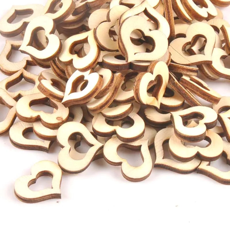 17x20mm 50Pcs Hollow Out Heart Wooden Ornament For DIY Crafts Scrapbook Accessories Handmade Wood Slices Home Decoration m1774 Qme Pine