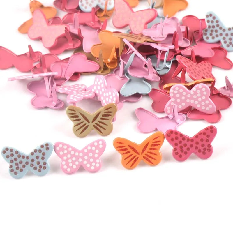 20pcs Mixed Color Butterfly Shape Brads For DIY Metal Crafts Embellishments For Scrapbooking Accessories Decor 20x13mm c2577 Qme