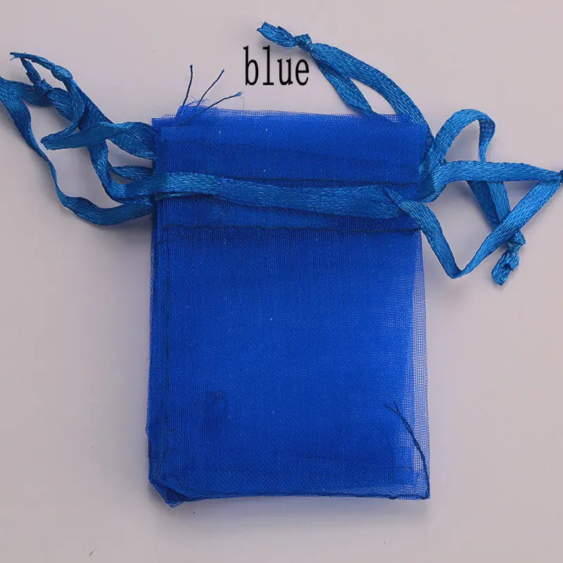 Wholesale 16 color 100pcs/lot 9*12cm organza Christmas wedding gift bags candy bag jewelry packing drawable organza bags&pouch Qme blue