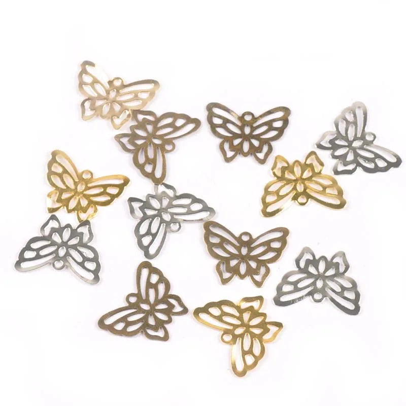 21x17mm 50Pcs Hollow Butterfly Filigree Wraps Connectors Embellishments For DIY Scrapbookings Metal Crafts Home Decor YK0754 Qme mix