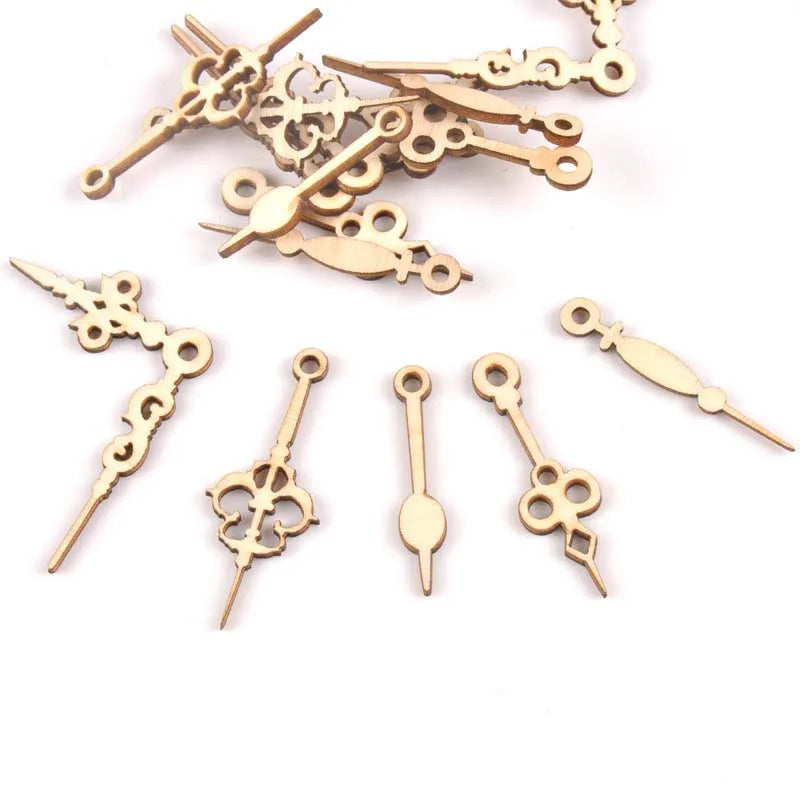 10pcs Wooden Crafts creativity Mixed Clock pointer Pattern Scrapbooking Crafts wood decoration for Home Decoration m2145 Qme Pine