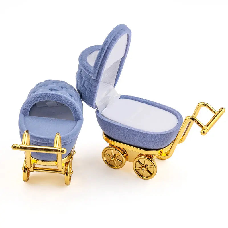 1 Piece Lovely Baby Carriage Velvet Jewelry Box Wedding Ring Box Gift Box Holder Case for Earrings Necklaces Bracelets Display Qme