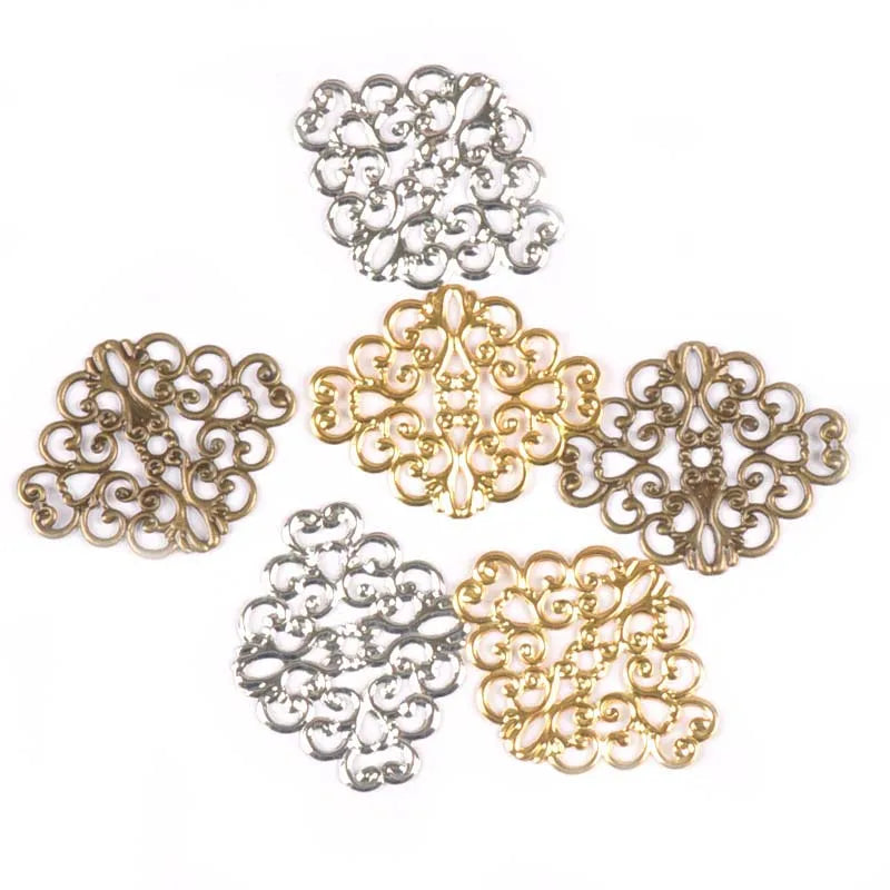 20Pcs Metal Crafts Filigree Flower Wraps Connectors Embellishments For Scrapbooking Home Decor DIY Accessories 37x30mm YK0749 Qme