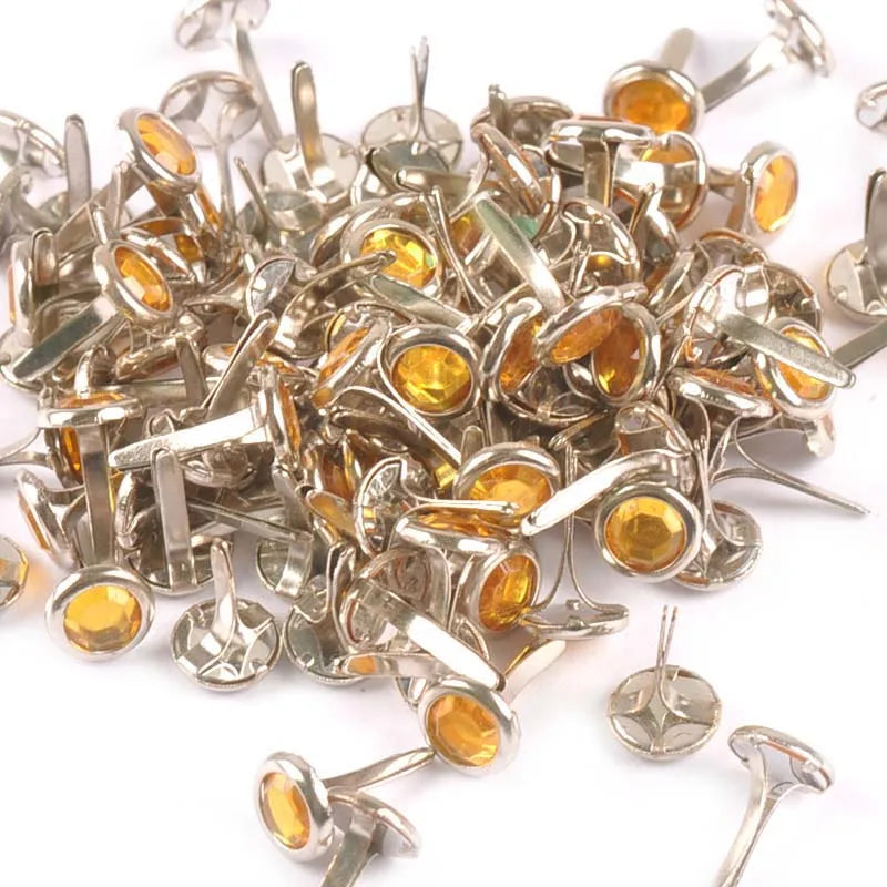 50pcs 8.5X15mm Mix Rhinestone Brads Scrapbook Paper Crafting Embellishment Fastener Brad Metal Crafts For DIY Decoration c1115 Qme