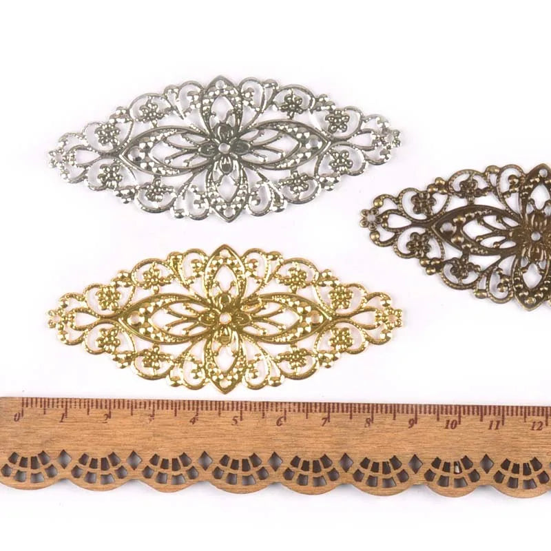 10Pcs Filigree Wraps Connectors Embellishments For Diy Scrapbooking Home Decor Gold/silver/Bronze Handmade Metal Crafts yk0745 Qme