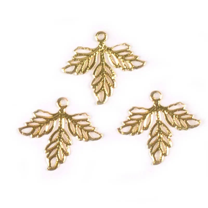 50Pcs Retro Metal Crafts Filigree Wraps Leaves Connectors Embellishments For Scrapbooking Diy Handicraft Home Decor YK0739 Qme gold