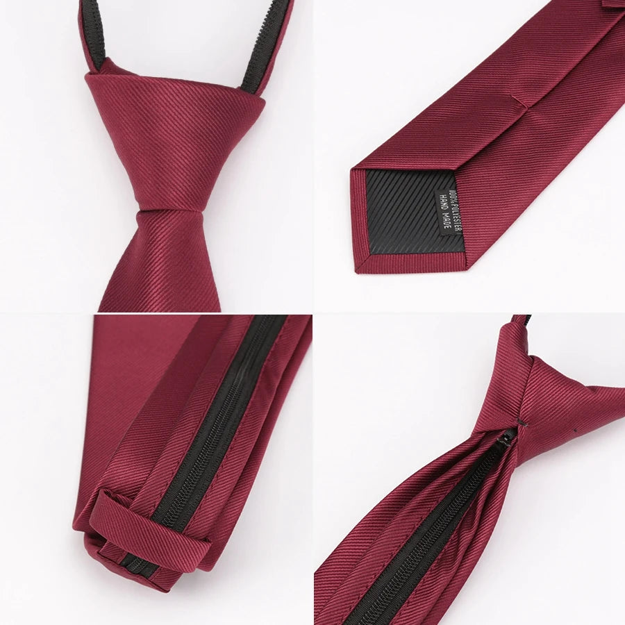 Men Necktie Zipper Lazy Tie Fashion Solid Ties Business Man Gravatas Qme