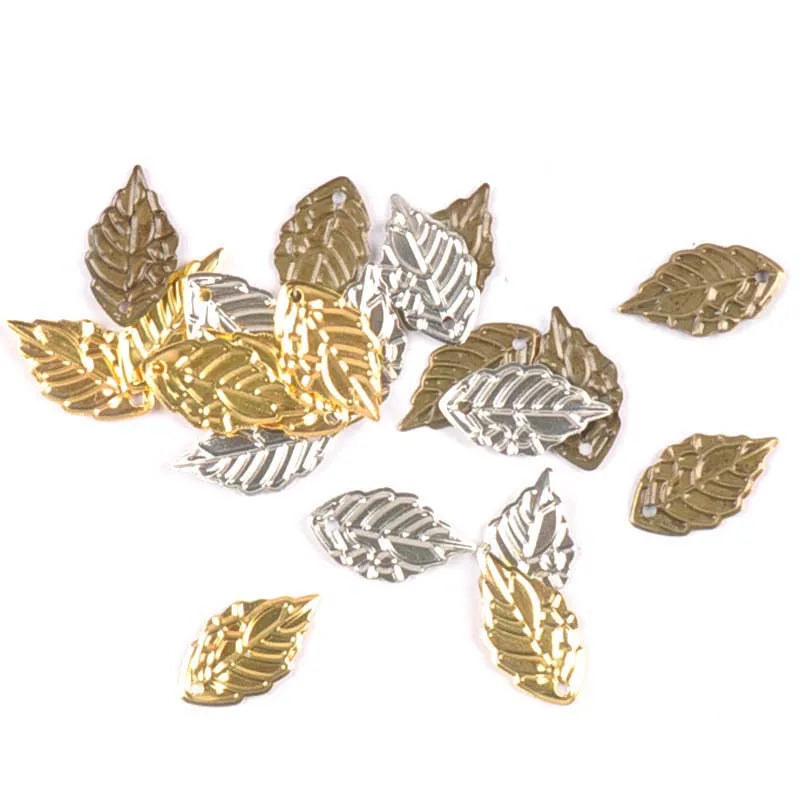 18x10mm 50Pcs Hollow Leaves Metal Crafts Filigree Wraps Connectors Embellishments For DIY Scrapbooking Home Decor 3 Color YK0753 Qme