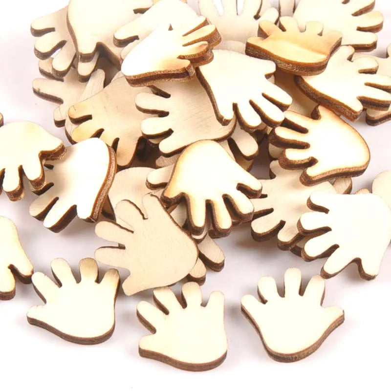 50pcs Unfinished Wooden Ornaments For Scrapbooking Hand Shape Wood Slices DIY Crafts Handmade Home Decoration Accessories m0994 Qme Default Title