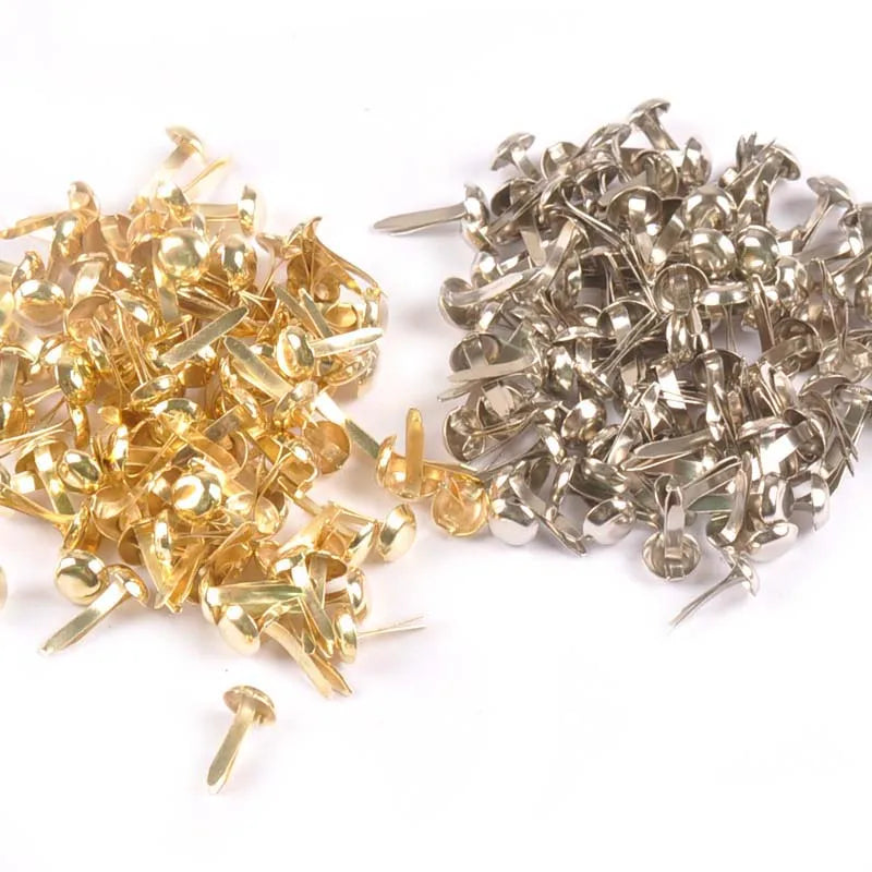 100Pcs Mix Round Brads Silver/golden Embellishments For Scrapbooking Metal Crafts Fastener Brad For Diy Decorations c2252 Qme