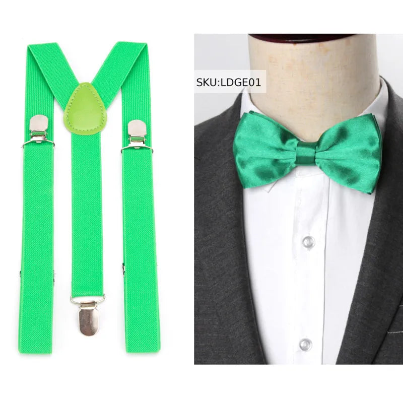 Suspenders Bow Tie Set Men Fashion Suspensorio for Man Boy Women Bowtie Braces Trousers Tirantes Wedding Leisure Shirt Stays Qme LDGE01