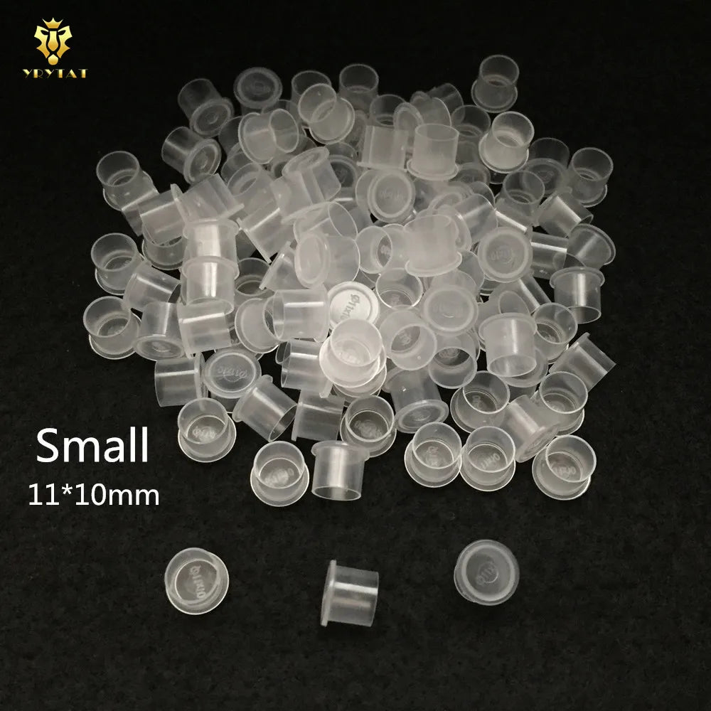 New 1000PCS Super White Steady Tattoo Ink Cups Small Medium Large Size Clear Self Standing Tattoo Ink Cup Cap Supply Qme