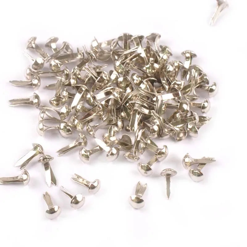 100pcs 5x10mm Mix Round Fastener Brads Embellishment For Scrapbooking Supplies DIY Metal Crafts Accessories Shoes Decor c2147 Qme silver