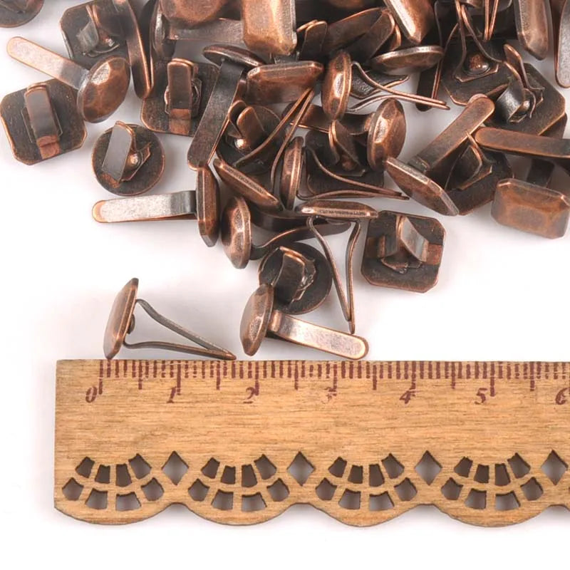 10Pcs Bronze Round Square Fastener Brads For DIY Crafts Scrapbooking Embellishments Cool Punk Brad Accessories Metal Decor c2578 Qme