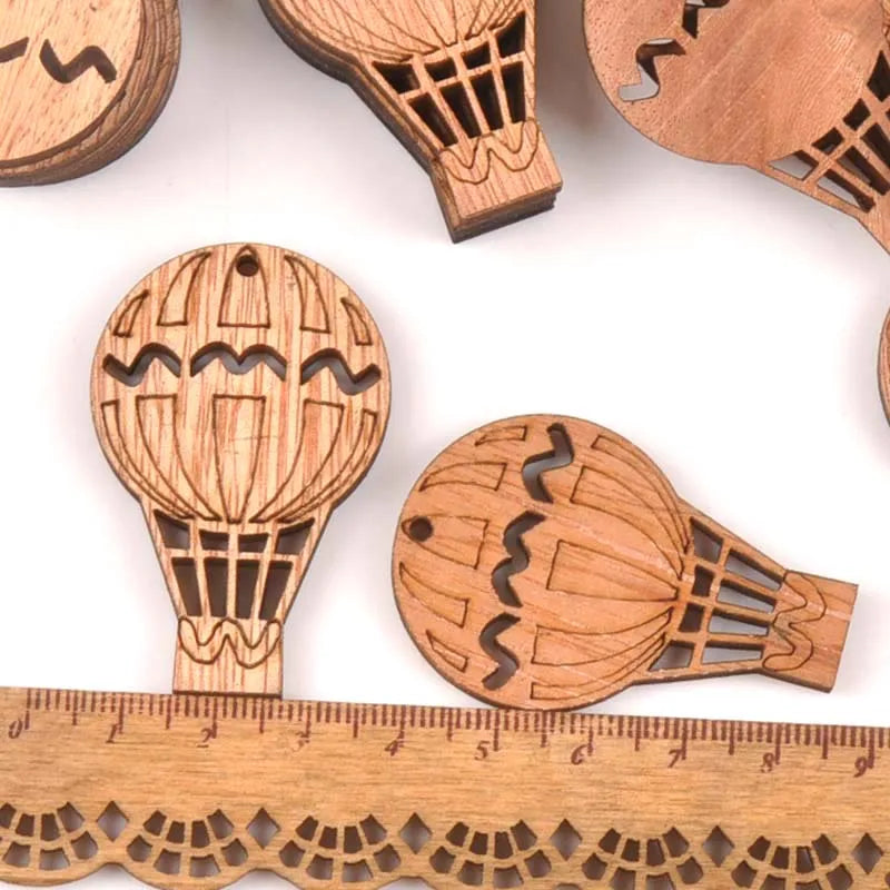 20Pcs Vintage Hydrogen Balloon DIY Wooden Ornaments Scrapbook Craft Unfinished Natural Wood Slices For Home Decor 49X32mm m1614 Qme