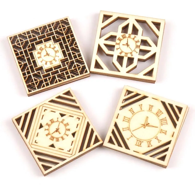 8pcs Mixed clock Pattern Wooden Scrapbooking wood decoration for Handmade Accessory Sewing Home Decoration m2141 Qme