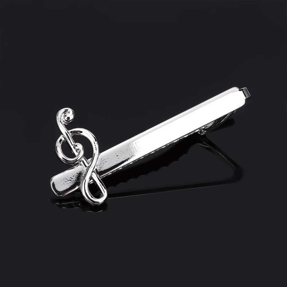 Fashion Men Tie Clip Treble Clef Piano Score Tie Clip Musical Note Tie Clip Cufflinks Business Tie Clip Necktie Clips Qme