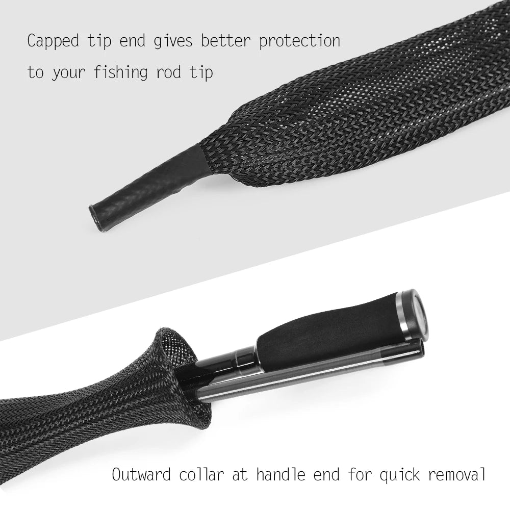 10 pcs 170cm Fishing Rod Cover Elastic Tangle Fishing Rod Protective Sheath Jacket Net Tube Cover Sleeve Fishing Rod Protective Qme