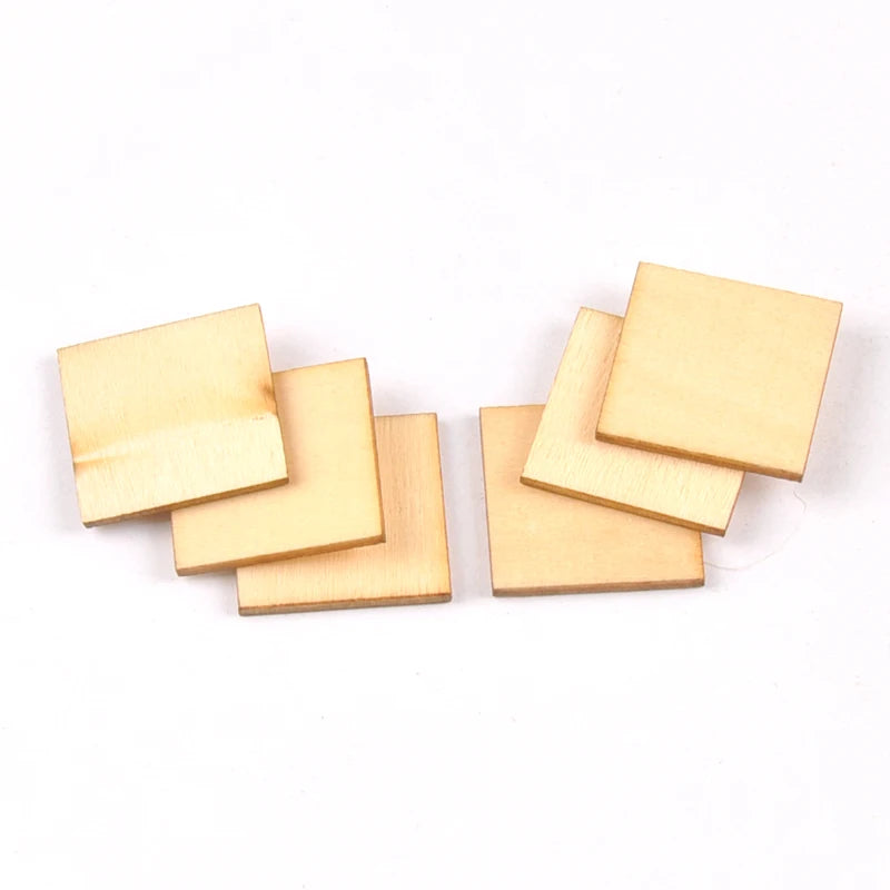 Mixed 10-100mm Wooden Crafts foursquare Pieces Scrapbooking Crafts wood decoration for Home Decoration m2133X Qme