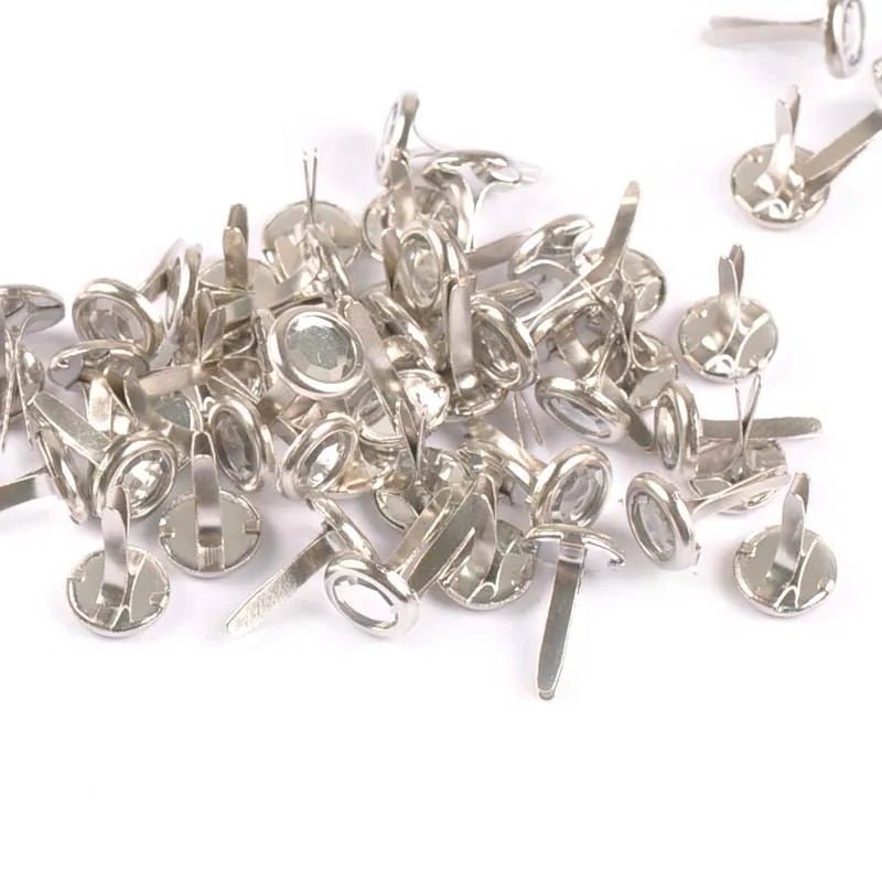50pcs 8.5X15mm Mix Rhinestone Brads Scrapbook Paper Crafting Embellishment Fastener Brad Metal Crafts For DIY Decoration c1115 Qme