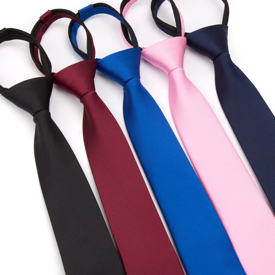 Men Necktie Zipper Lazy Tie Fashion Solid Ties Business Man Gravatas Qme