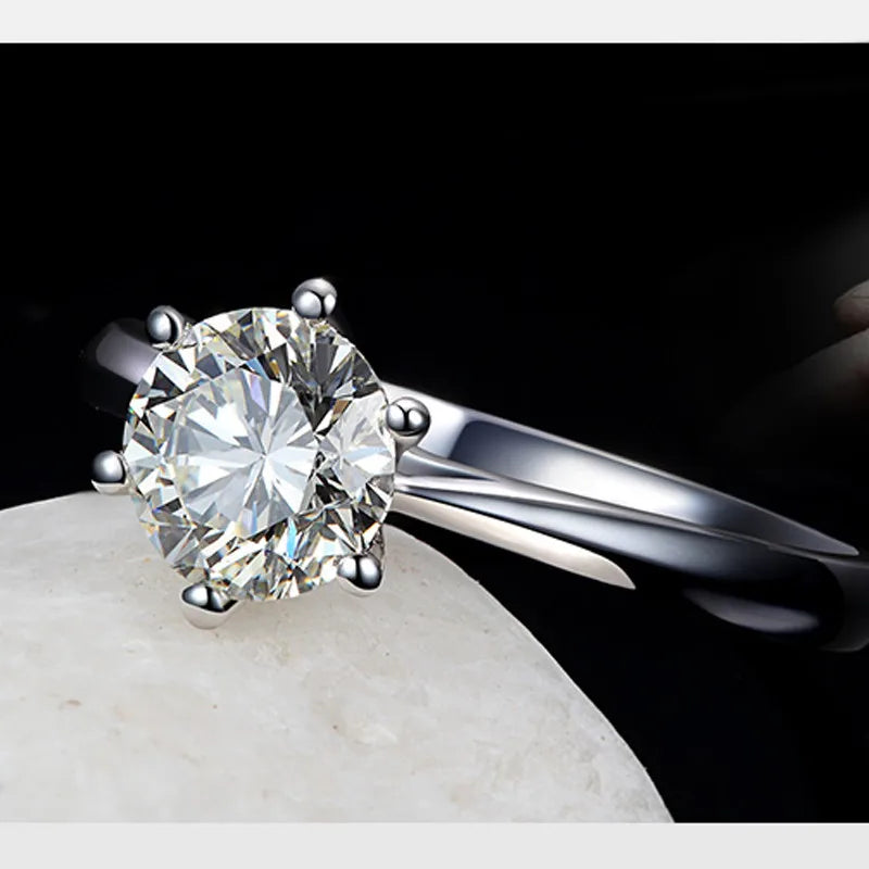 Fine Wedding Rings for Men Women Gift S925 Sterling Silver Color Austrian Crystal Engagement Proposal Ring Jewelry Bague Femme Qme