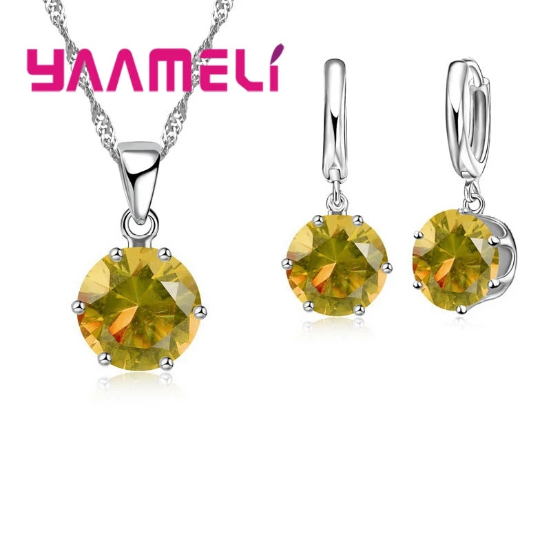 Jewelry Gift Set Cubic Zircon 925 Sterling Silver Color Pendant Necklace Necklace Crystal Women Wedding Engagement Accessory Qme Color 7
