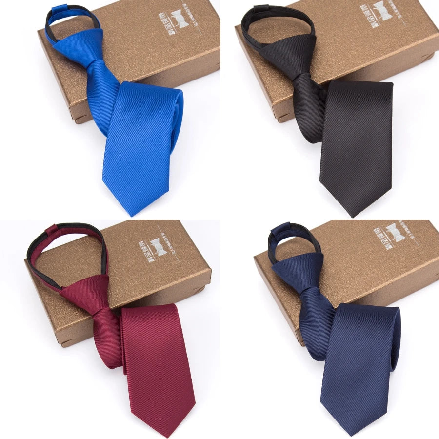 Men Necktie Zipper Lazy Tie Fashion Solid Ties Business Man Gravatas Qme