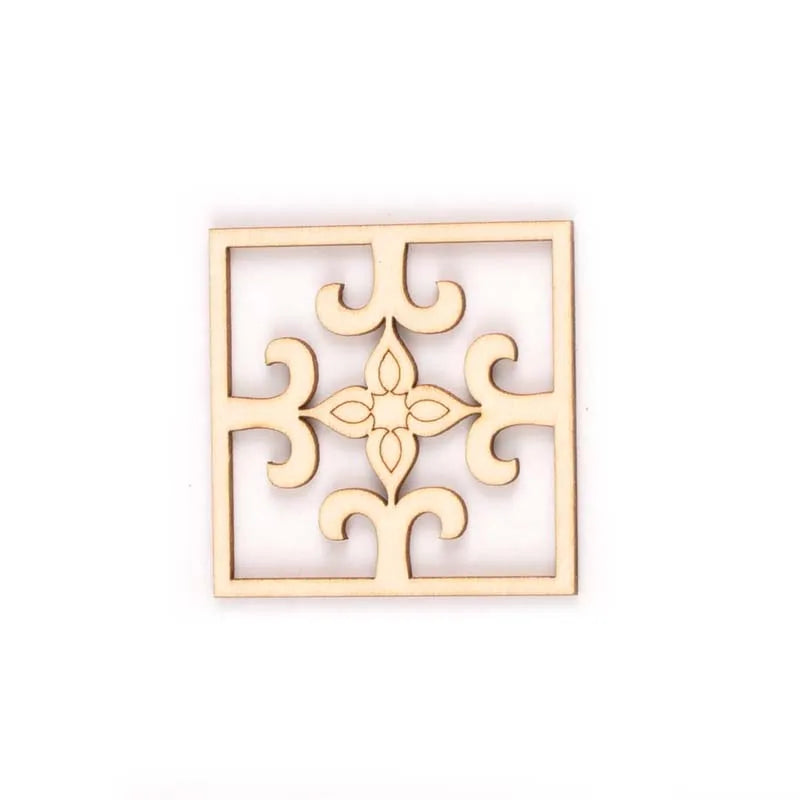 5Pcs Round/square Lace Pattern Unfinished Wood Slices DIY Crafts For Wooden Ornaments DIY Scrapbook Home Decor Accessories m2173 Qme 2