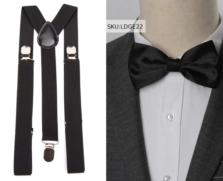 Suspenders Bow Tie Set Men Fashion Suspensorio for Man Boy Women Bowtie Braces Trousers Tirantes Wedding Leisure Shirt Stays Qme LDGE22