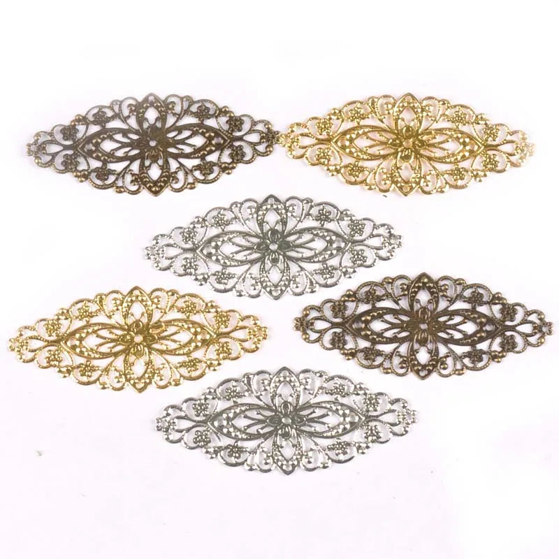 10Pcs Filigree Wraps Connectors Embellishments For Diy Scrapbooking Home Decor Gold/silver/Bronze Handmade Metal Crafts yk0745 Qme
