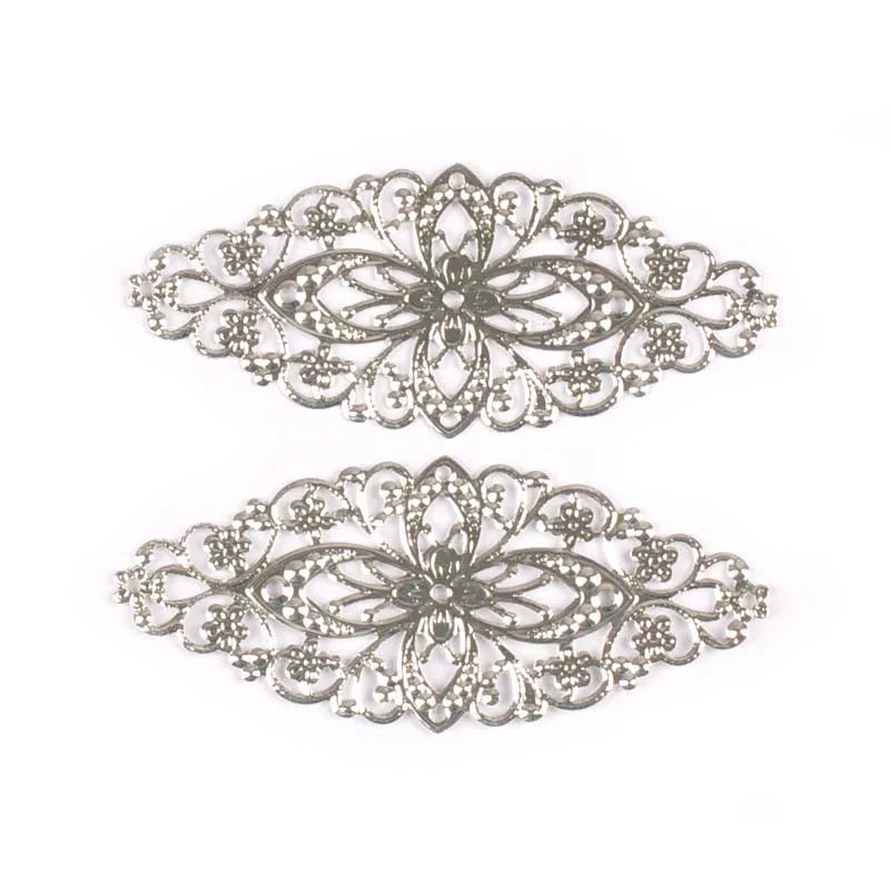 10Pcs Filigree Wraps Connectors Embellishments For Diy Scrapbooking Home Decor Gold/silver/Bronze Handmade Metal Crafts yk0745 Qme