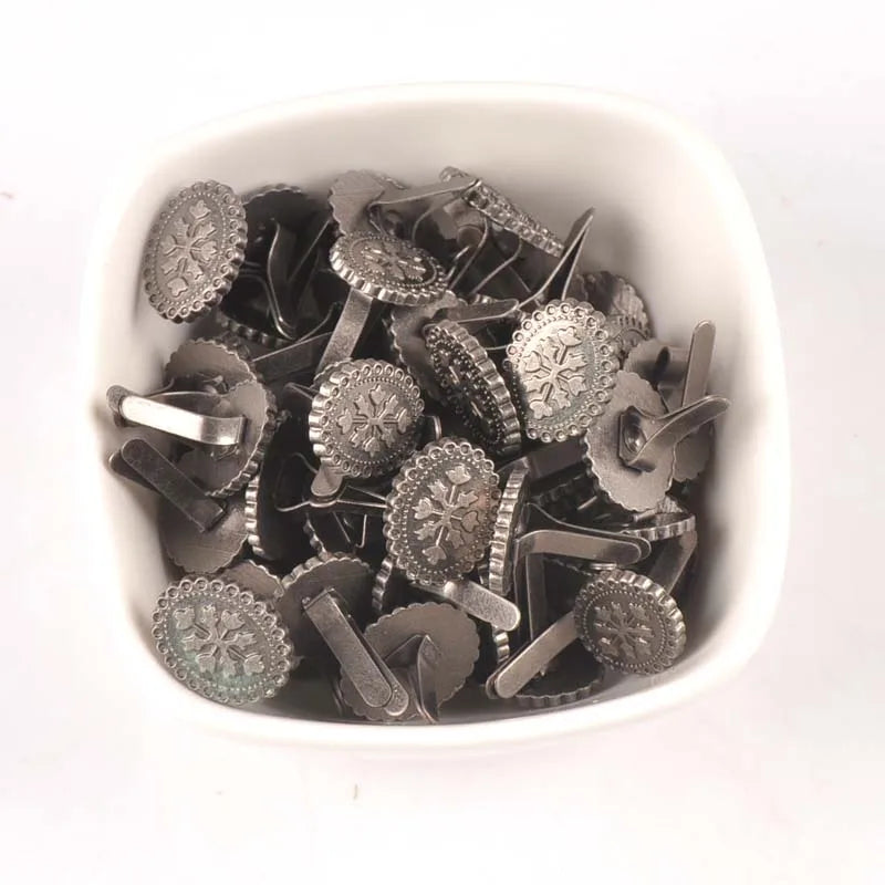 10pcs Silver Round Square Vintage Brads For DIY Scrapbooking Accessories Crafts Handmade Metal Fastener Brad Home Decor c2576 Qme