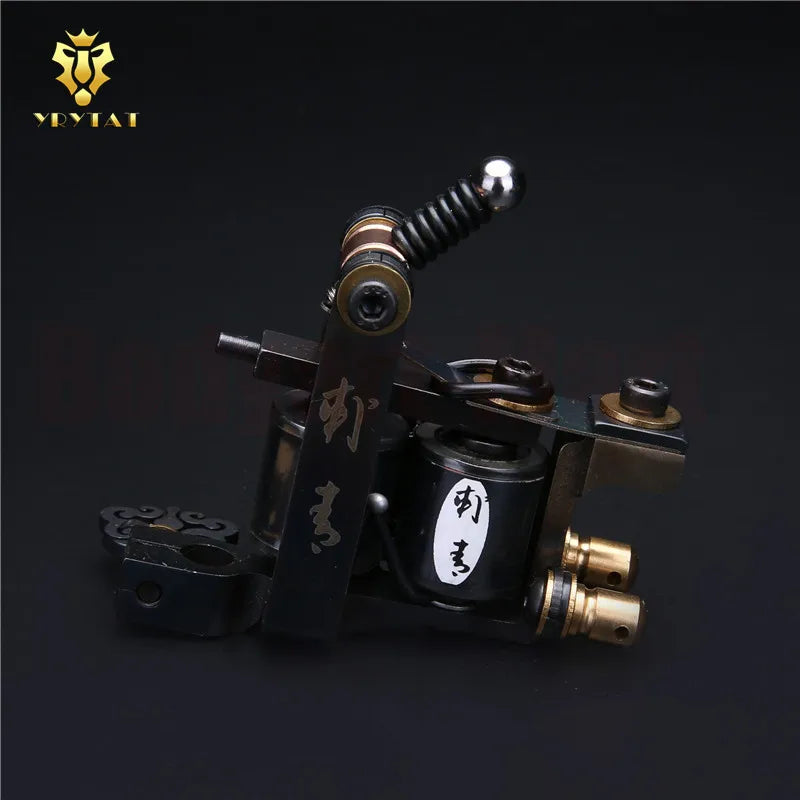 One Classical 10 Wrap Coil Liner Tattoo Machine Gun Traditional Handmade Coils Wire Cutting Iron Frame Supply Qme