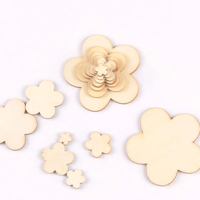 Mixed Flower Pattern Wood Slices DIY Crafts Handmade Ornaments Unfinished Wooden Handicrafts Home Decor Arts 10-80mm M1962 Qme