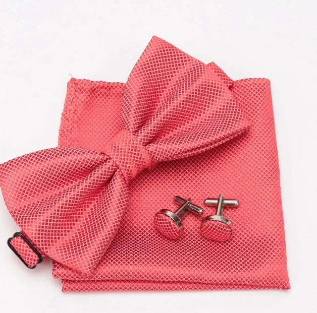 Mens Tie Bowtie Cravat Cufflinks Fashion Butterfly Party Wedding Bow Qme Watermelon red